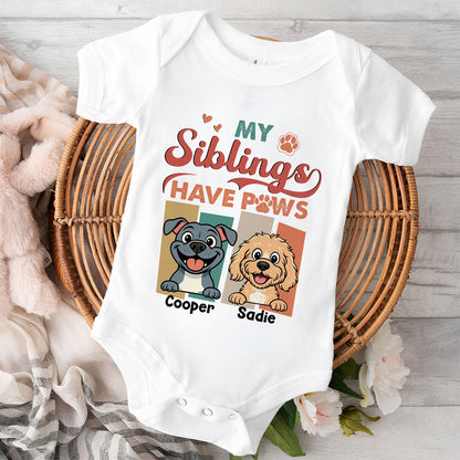 Siblings With Paws - Personalized Custom Baby Onesie