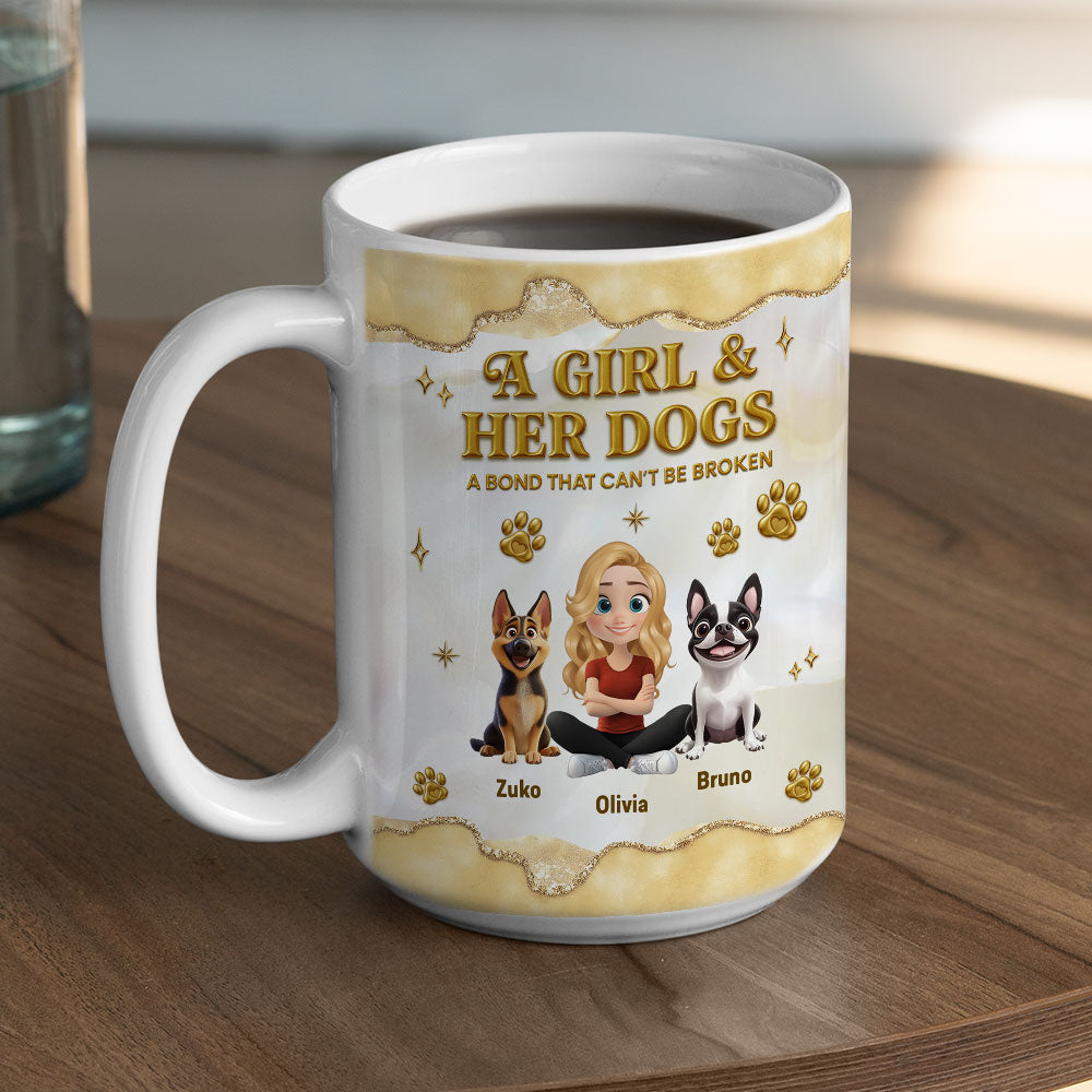 Girl And Dog Yellow - Personalized Custom 3D Effect Mug