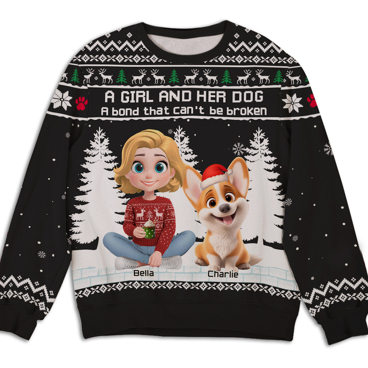A Girl And Her Dog - Personalized Custom All-Over-Print Sweatshirt