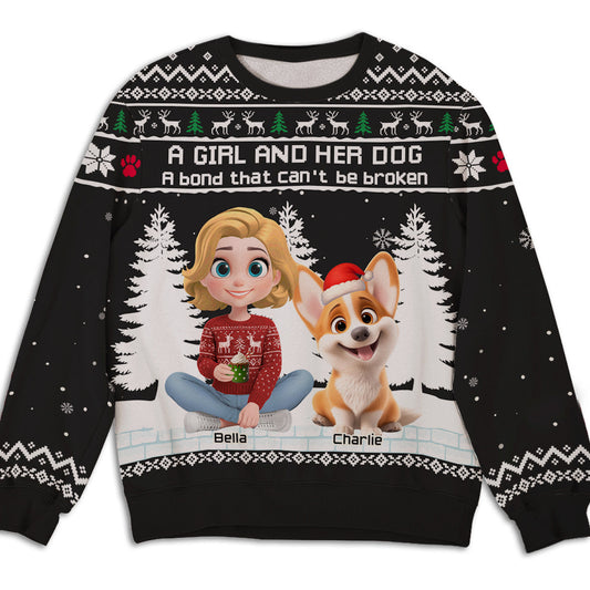 A Girl And Her Dog - Personalized Custom All-Over-Print Sweatshirt