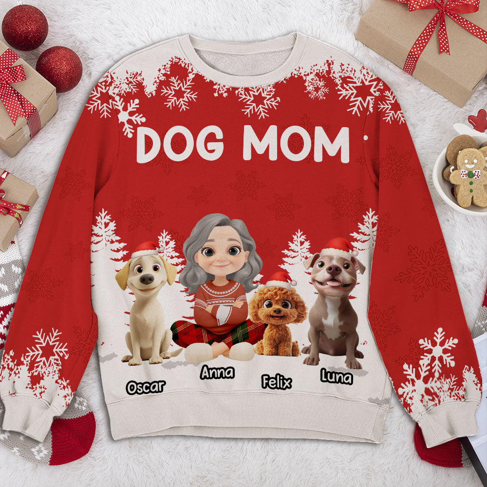 Christmas 2025 Dog Mom - Personalized Custom All-Over-Print Sweatshirt