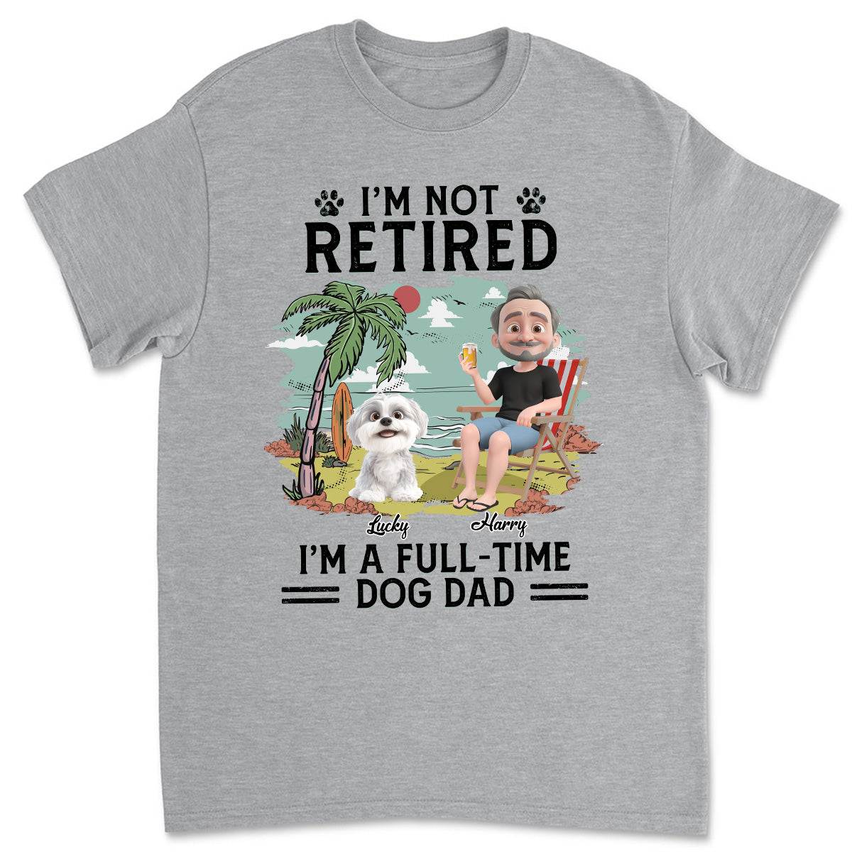 Full-time Dog Mom Dad Cartoon - Personalized Custom Unisex T-Shirt