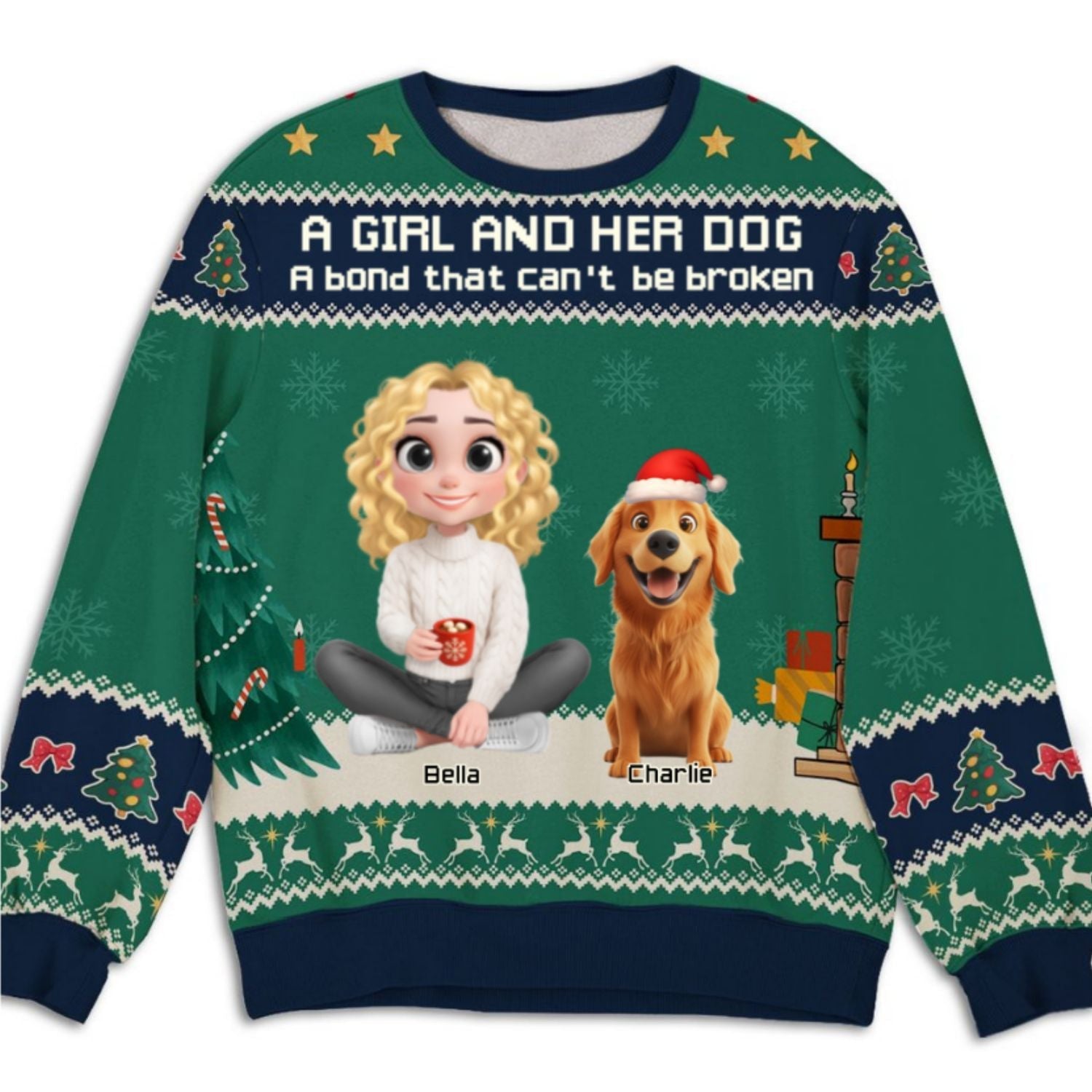 A Girl And Her Dog Christmas - Personalized Custom All-Over-Print Sweatshirt