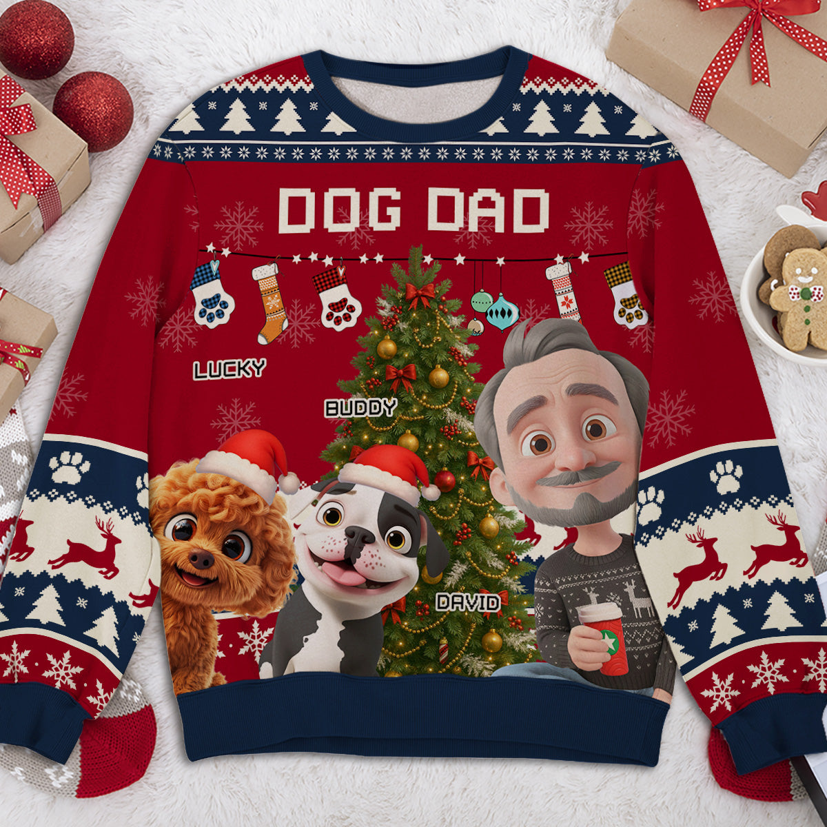 Dog Mom Dad This Pawliday - Personalized Custom All-Over-Print Sweatshirt