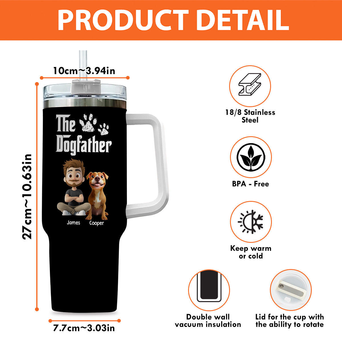 Cool Dog Father - Personalized Custom Tumbler