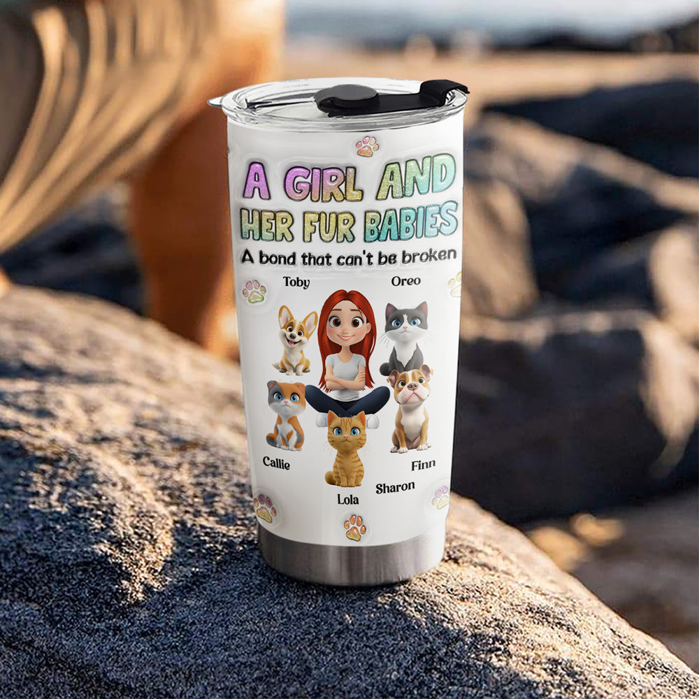 A Girl And Her Fur Baby - Personalized Custom 3D Inflated Effect Tumbler