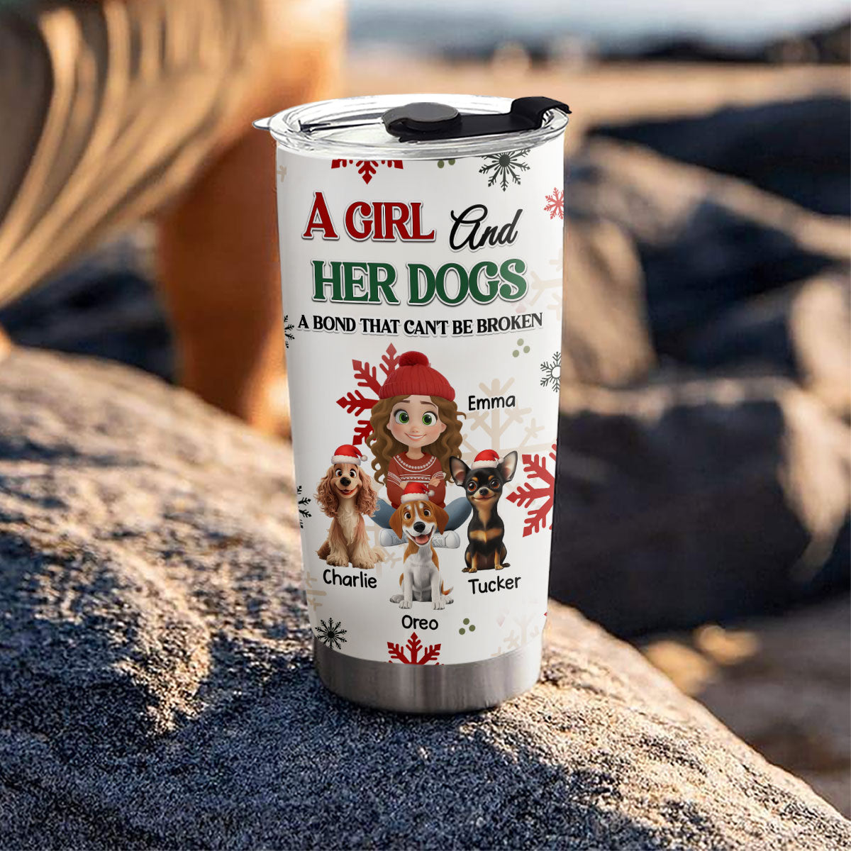 A Girl And Her Dog Love Christmas - Personalized Custom Tumbler