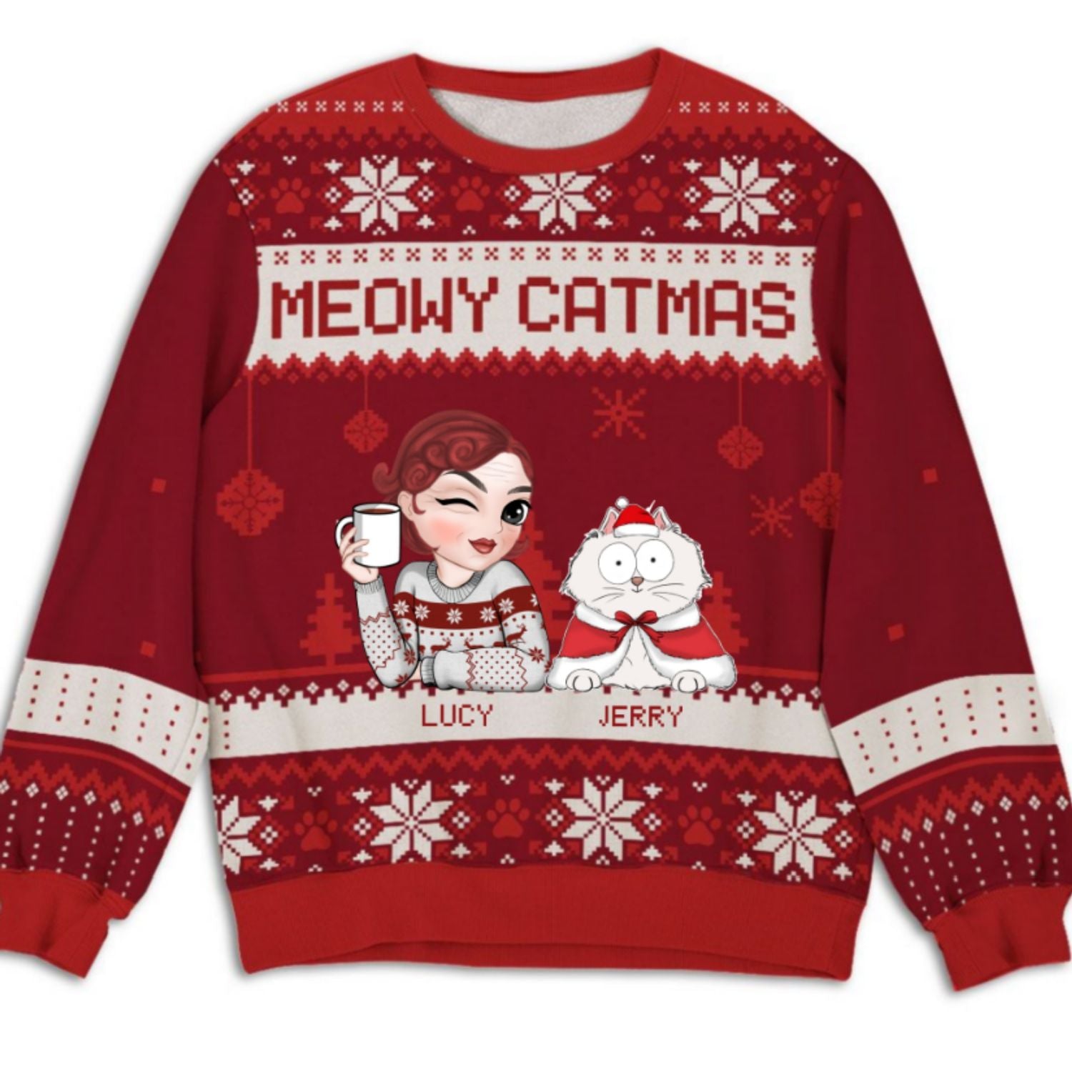 Merry Catmas - Personalized Custom All-Over-Print Sweatshirt