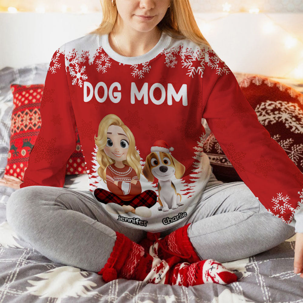 Christmas 2025 Dog Mom - Personalized Custom All-Over-Print Sweatshirt