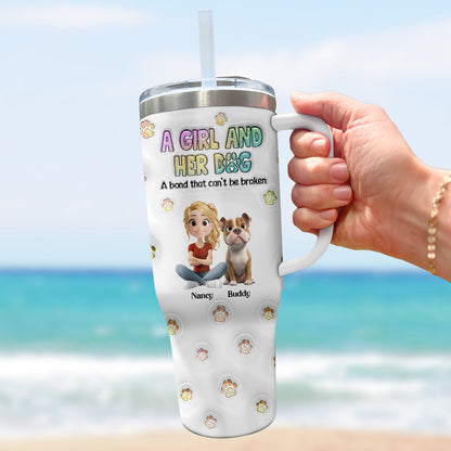 A Girl And Her Dog - Personalized Custom 3D Inflated Effect Printed 40 Oz Tumbler