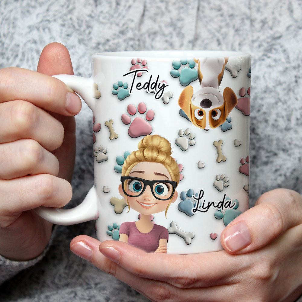 Dog And Human Cartoon - Personalized Custom Coffee Mug