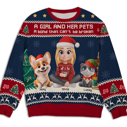 A Girl And Her Pet Christmas - Personalized Custom All-Over-Print Sweatshirt