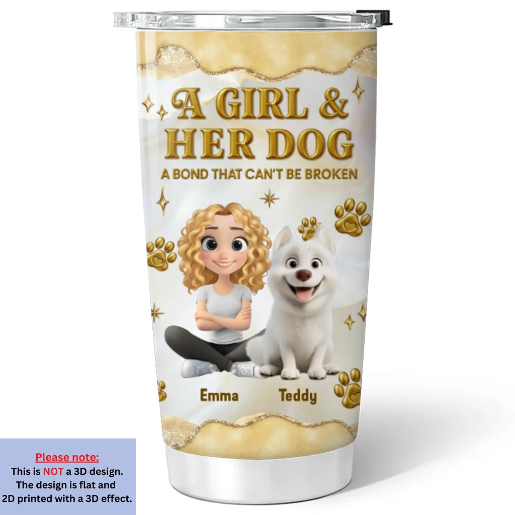 Girl And Dog Yellow - Personalized Custom 3D Effect Tumbler