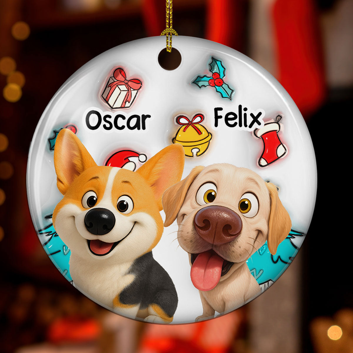 Santa Is Coming - Personalized Custom 3D Inflated Effect Ceramic Ornament