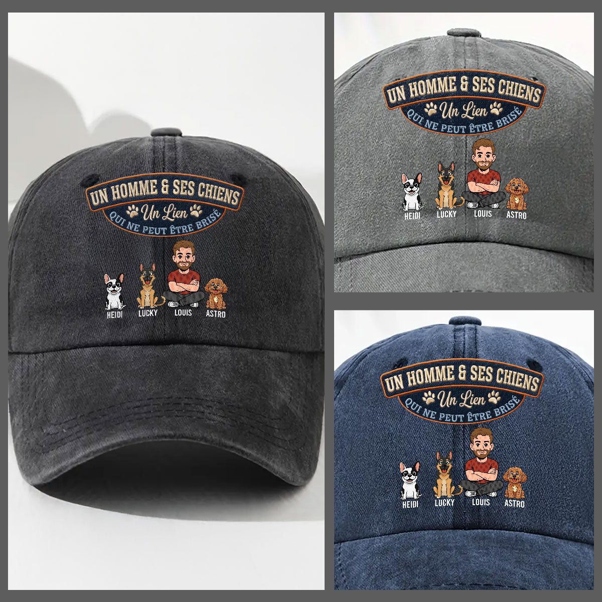 Pour Toujours Mon Chien - Casquette En Denim Vintage Délavé Personnalisée