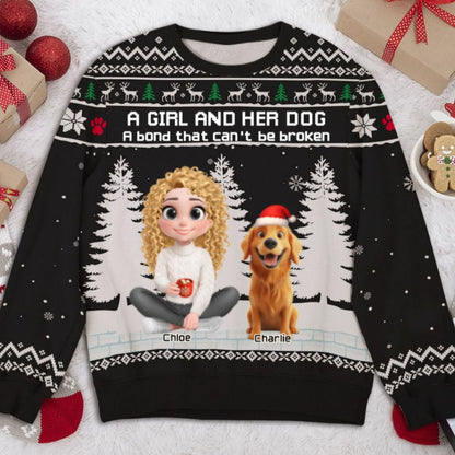 A Girl And Her Dog - Personalized Custom All-Over-Print Sweatshirt