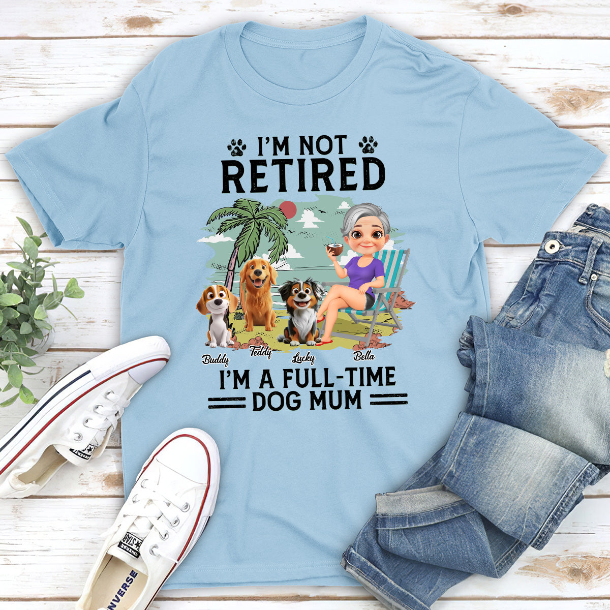 Full-time Dog Mom Dad Cartoon - Personalized Custom Unisex T-Shirt
