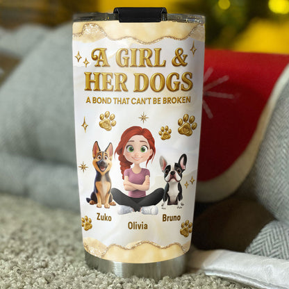 Girl And Dog Yellow - Personalized Custom 3D Effect Tumbler