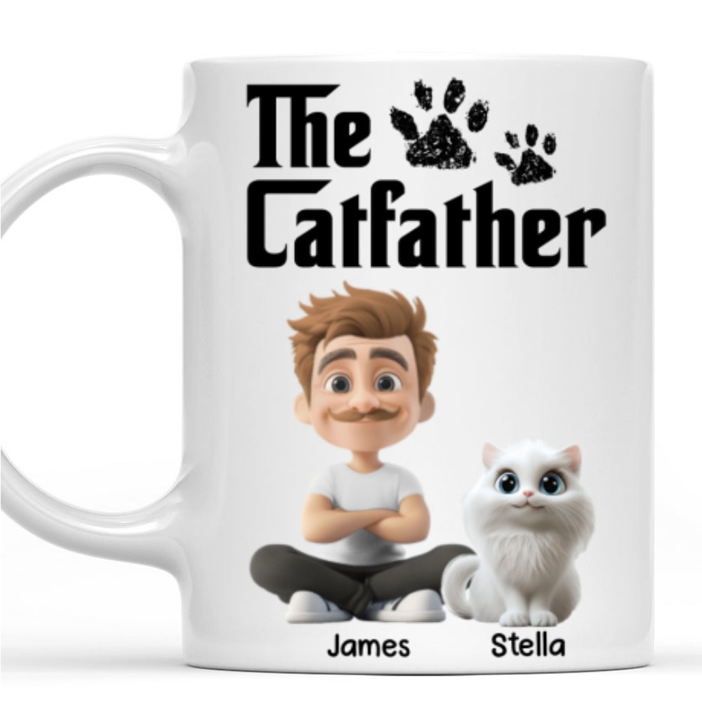 White Cool Cat Father - Personalized Custom Coffee Mug