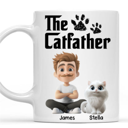 White Cool Cat Father - Personalized Custom Coffee Mug