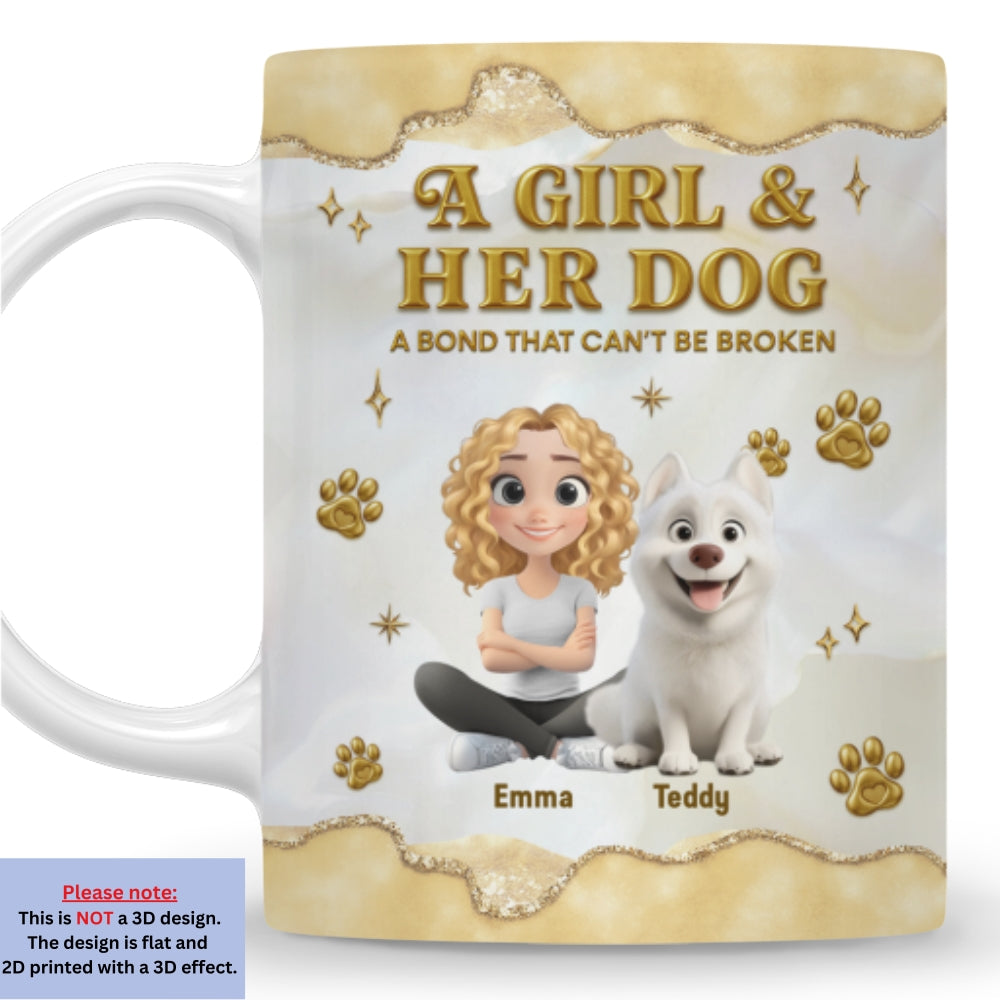 Girl And Dog Yellow - Personalized Custom 3D Effect Mug