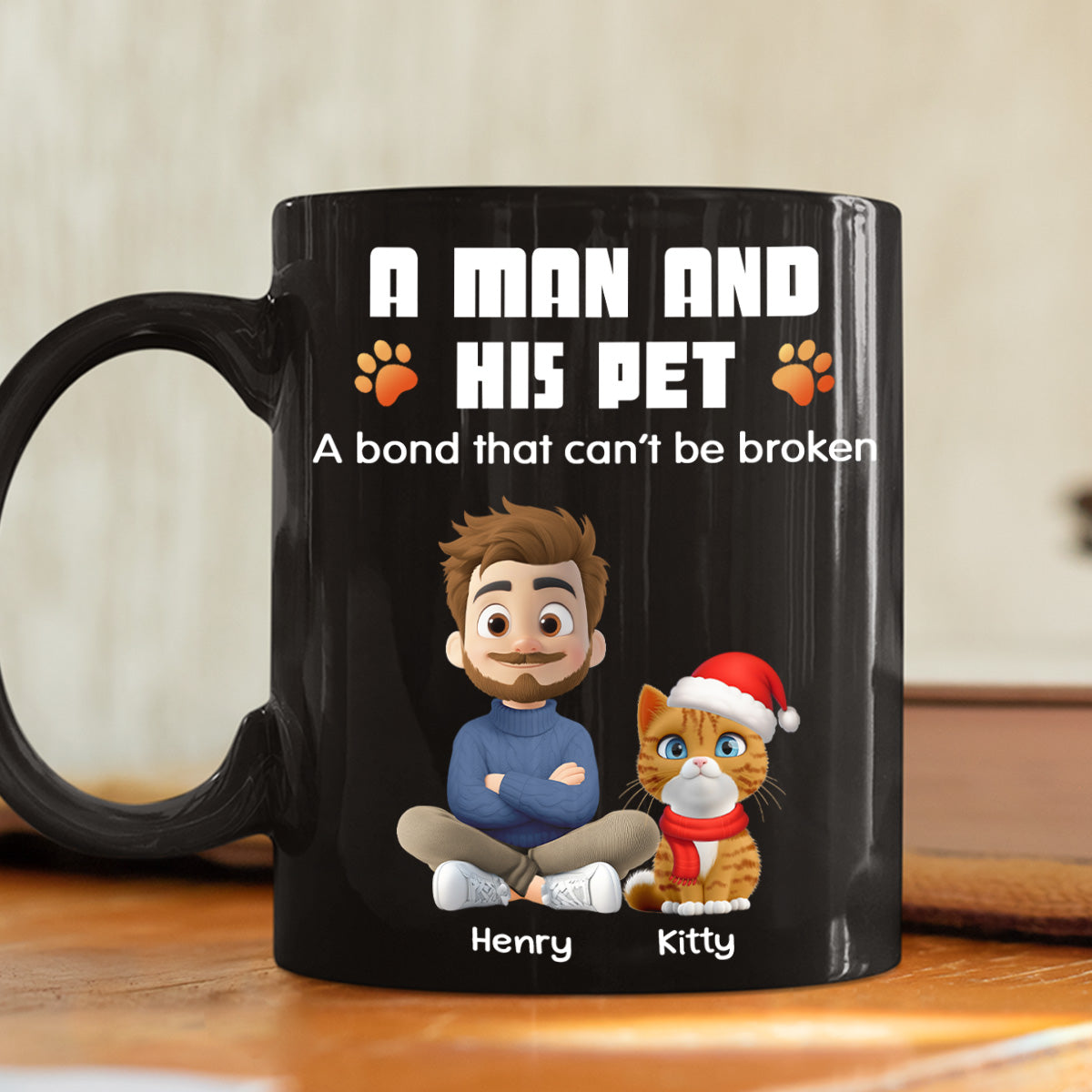 Human And Their Pet Cartoon Christmas - Personalized Custom Coffee Mug