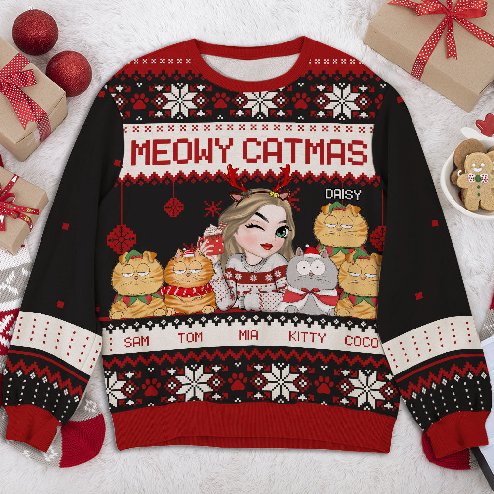 Merry Catmas - Personalized Custom All-Over-Print Sweatshirt