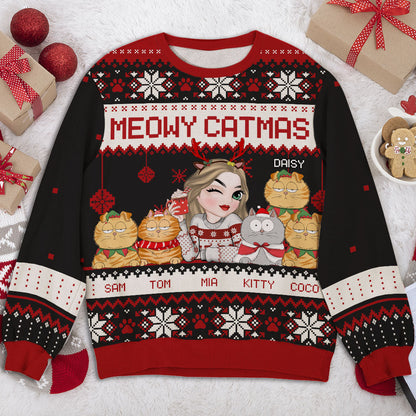 Merry Catmas - Personalized Custom All-Over-Print Sweatshirt