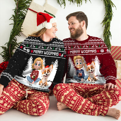 Merry Woofmas To My Mom Dad Cartoon - Personalized Custom All-Over-Print Sweatshirt